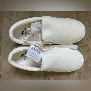 Boys White Canvas Summer Slipons